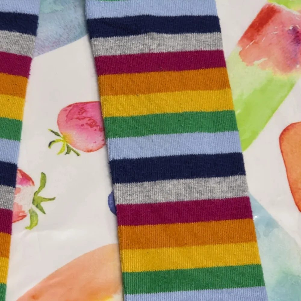 Gymboree Girls Colorful Bright Rainbow Striped Grey Tights Size 4t-5t